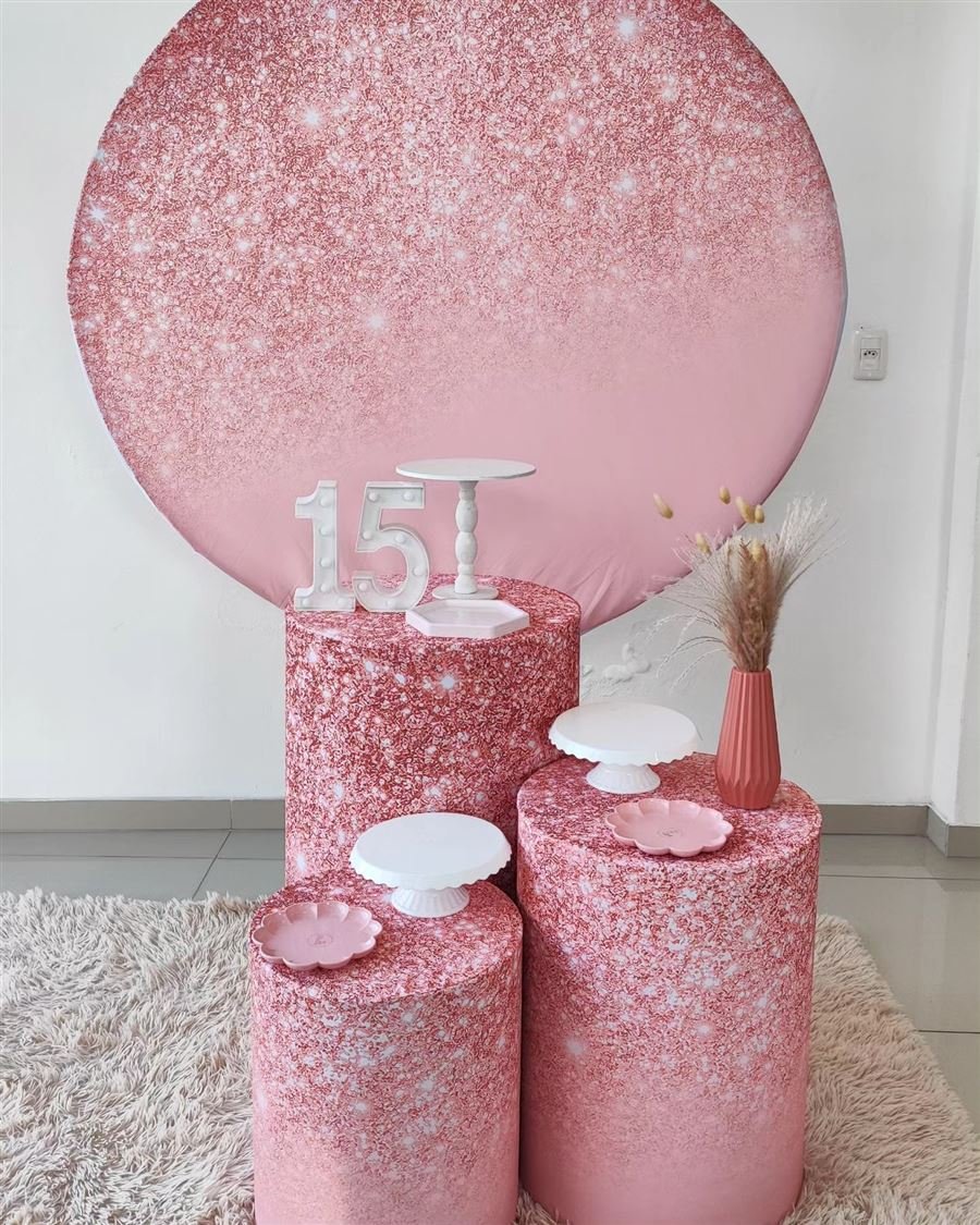 Decoração Glitter rosé da Locações Angel